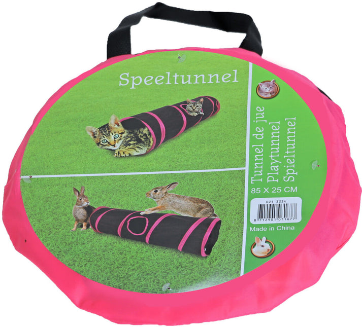 AnimalstoreXL Speeltunnel Nylon Zwart/Roze 85x25cm