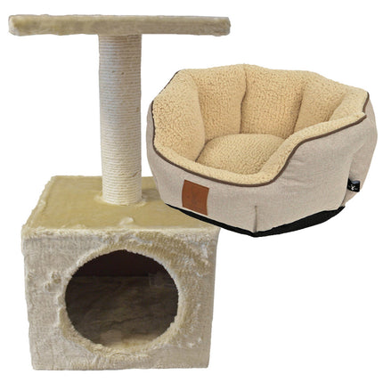 AnimalstoreXL Kattenmand & Klimmeubel Beige Bundel