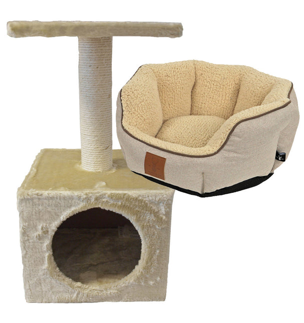 AnimalstoreXL Kattenmand & Klimmeubel Beige Bundel