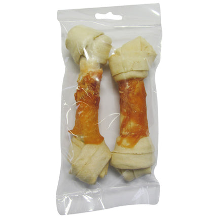 AnimalstoreXL Buffelhuid knoop met kip 16cm 2 stuks