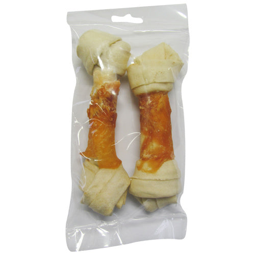 AnimalstoreXL Buffelhuid knoop met kip 16cm 2 stuks