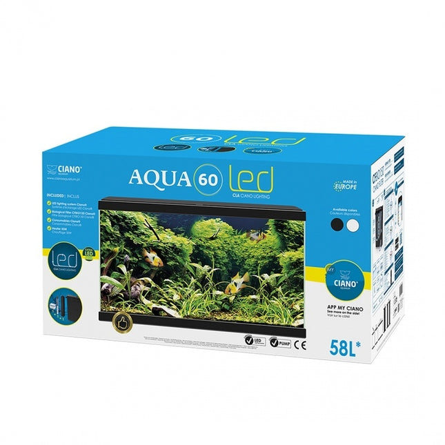 AnimalstoreXL Aquarium aqua 60 LED CF80 zwart