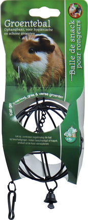 AnimalstoreXL Hooi en Groenvoerbal metaal met bel Zwart 8cm