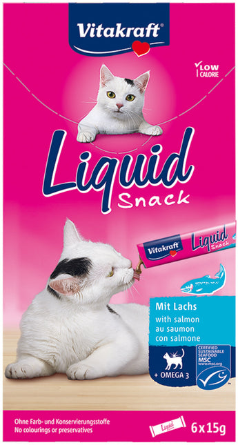 AnimalstoreXL Kat Liquid Snack Zalm & Omega 6 stuks