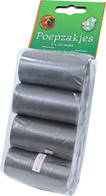 AnimalstoreXL Poepzak Grijs Pak 8 rollen 20 stuks
